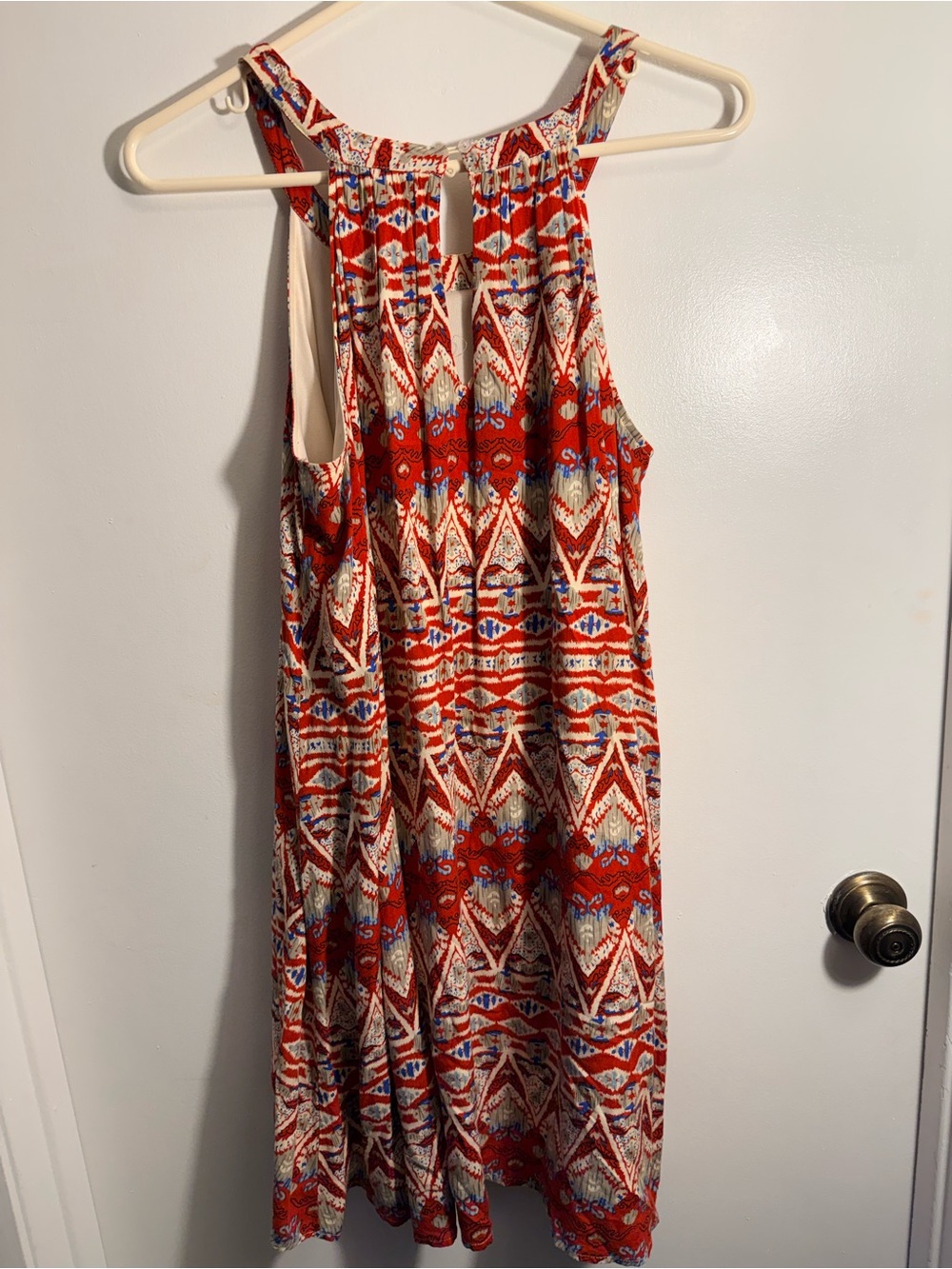 Doe & Rae Red Aztec Print Midi Dress
